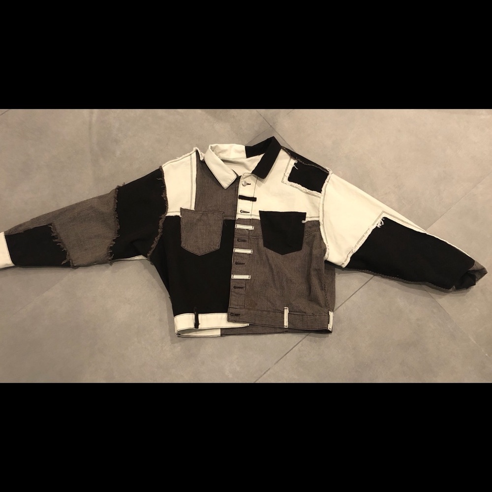 Jean jacket patch brown/beige size small